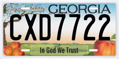 GA license plate CXD7722