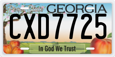 GA license plate CXD7725
