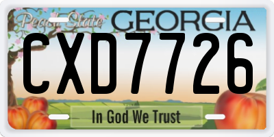 GA license plate CXD7726