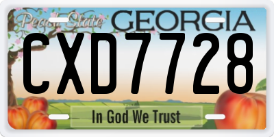 GA license plate CXD7728