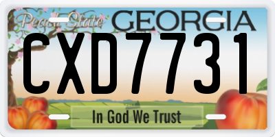 GA license plate CXD7731