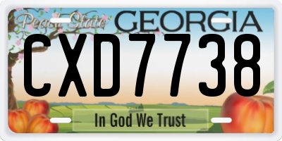 GA license plate CXD7738