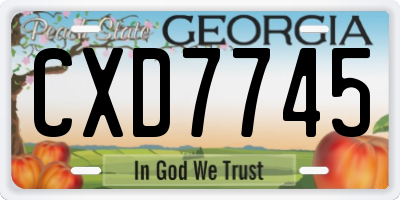 GA license plate CXD7745