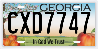 GA license plate CXD7747