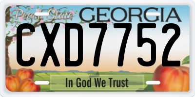 GA license plate CXD7752