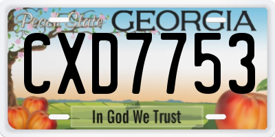 GA license plate CXD7753