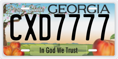 GA license plate CXD7777