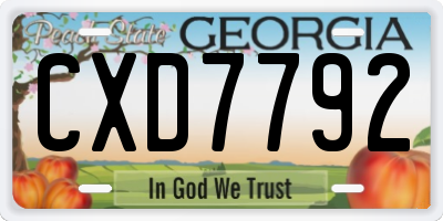 GA license plate CXD7792