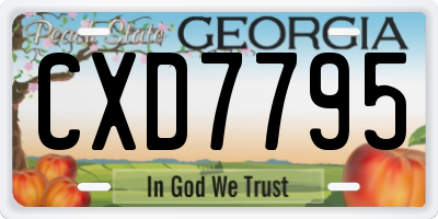 GA license plate CXD7795