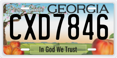 GA license plate CXD7846