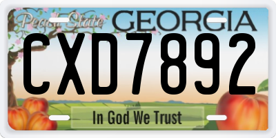 GA license plate CXD7892