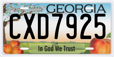 GA license plate CXD7925