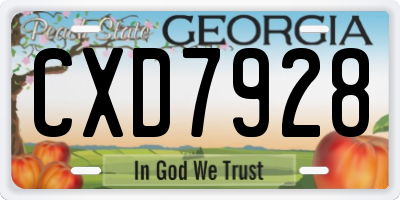 GA license plate CXD7928