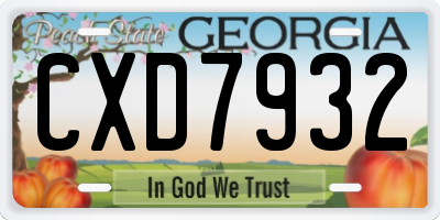 GA license plate CXD7932