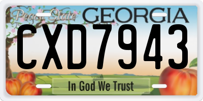 GA license plate CXD7943