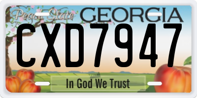 GA license plate CXD7947