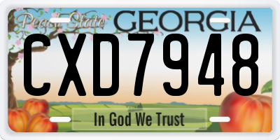 GA license plate CXD7948