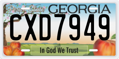 GA license plate CXD7949