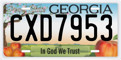 GA license plate CXD7953