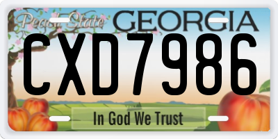 GA license plate CXD7986