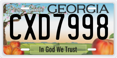 GA license plate CXD7998