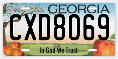 GA license plate CXD8069