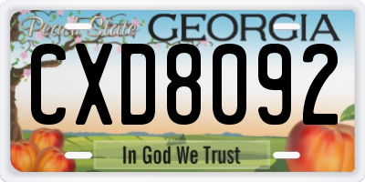 GA license plate CXD8092