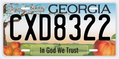 GA license plate CXD8322