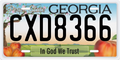 GA license plate CXD8366