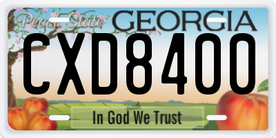 GA license plate CXD8400