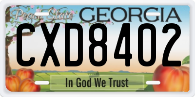 GA license plate CXD8402