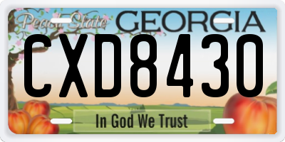 GA license plate CXD8430