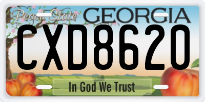 GA license plate CXD8620