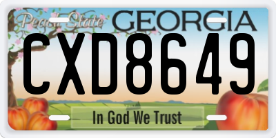 GA license plate CXD8649