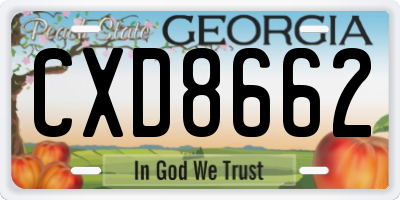 GA license plate CXD8662