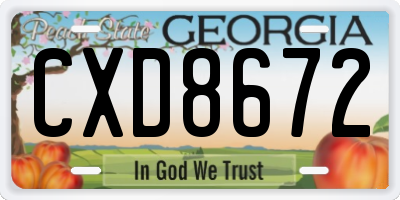 GA license plate CXD8672