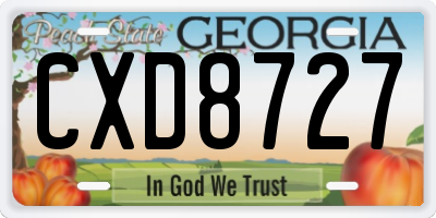 GA license plate CXD8727