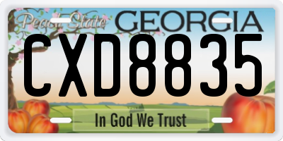 GA license plate CXD8835
