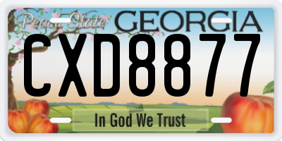 GA license plate CXD8877