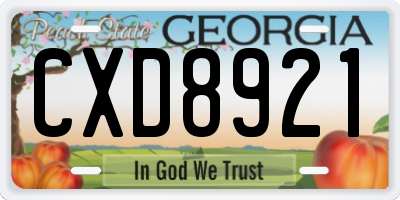 GA license plate CXD8921