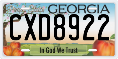 GA license plate CXD8922