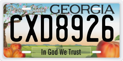 GA license plate CXD8926