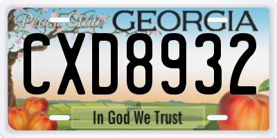 GA license plate CXD8932