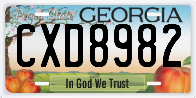 GA license plate CXD8982