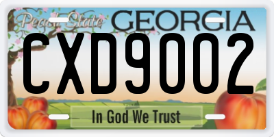 GA license plate CXD9002