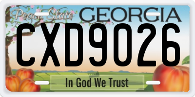 GA license plate CXD9026