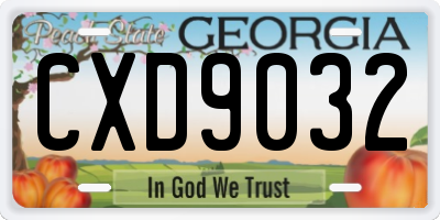 GA license plate CXD9032