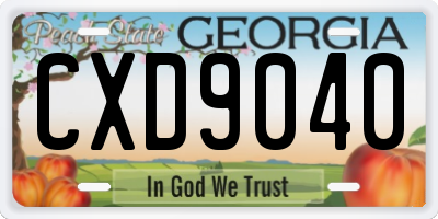 GA license plate CXD9040