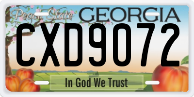 GA license plate CXD9072