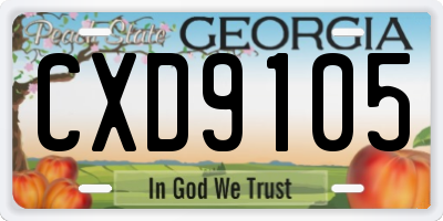 GA license plate CXD9105